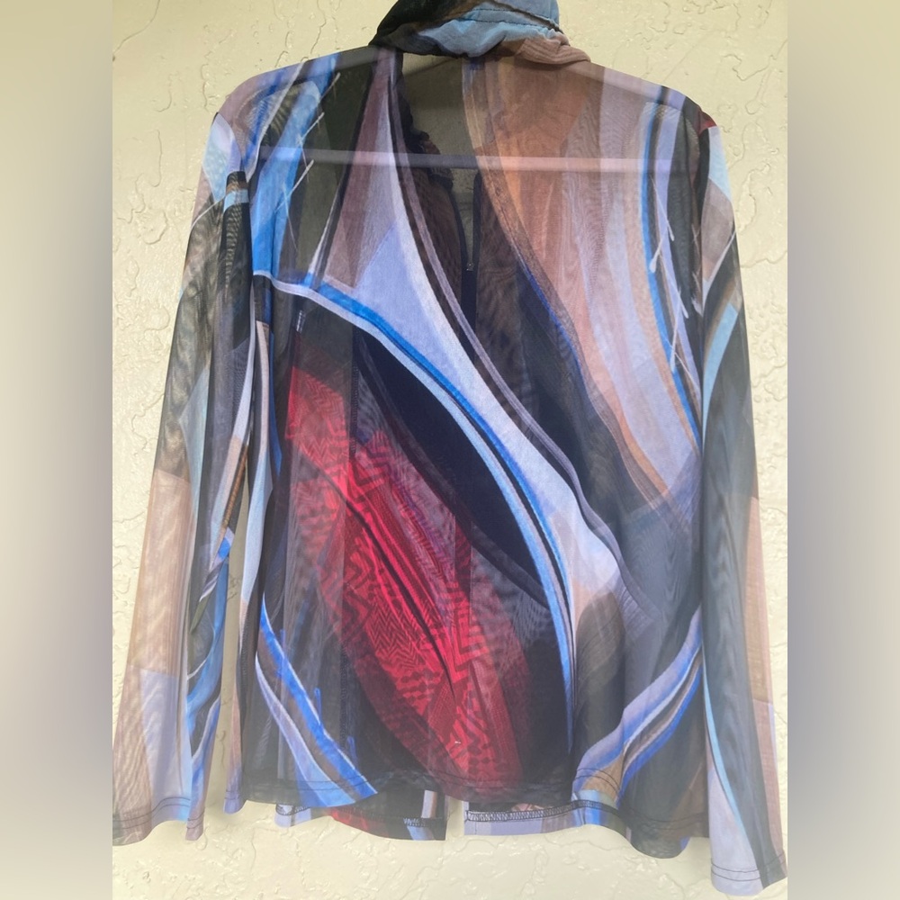 Frédérique Blue and Brown Abstract Mesh Jacket - Picture 7 of 8